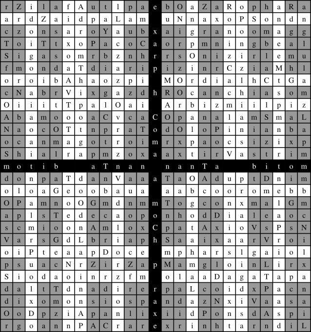 Figure 1: The Original Great Table. The four Tables are each divided into four sub-angles.