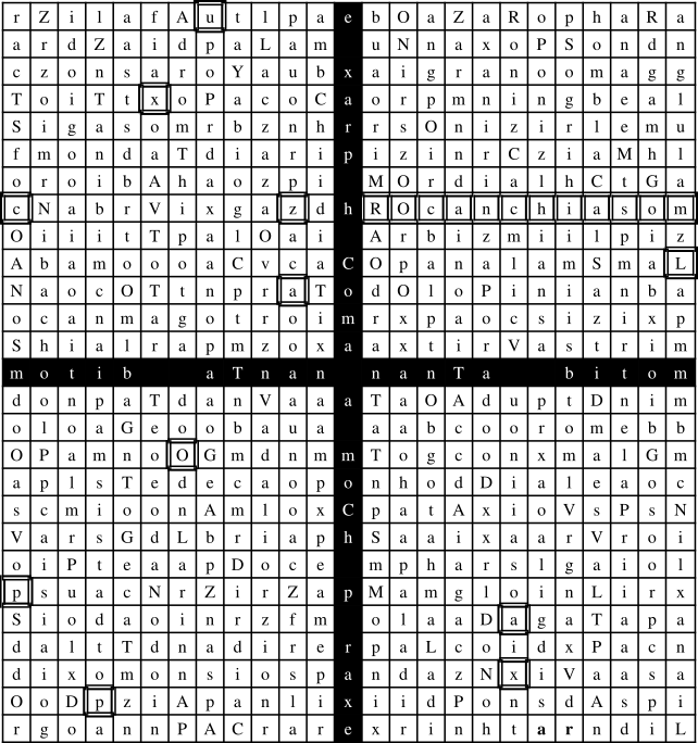 Figure 3: The Original Great Table, 25 June 1584. Outlined are the cells that differ from the Reformed Table.